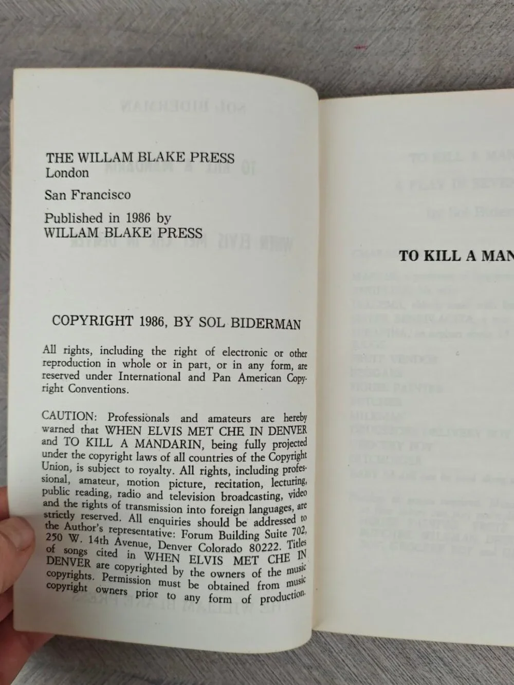 When Elvis Met Che In Denver Sol Biderman Paperback 1986 Drama Play